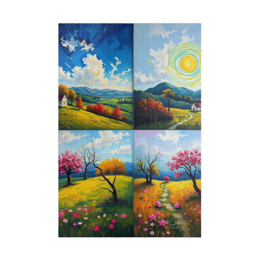 Puzzle, Spring Landscape Collage Puzzle, 110 252 520 1014-Pieces, Four-Quadrant Nature Jigsaw Game for Adults, Giftable Educational Toy 1014 pcs (Vertical) Puzzle The Puzzle Chest