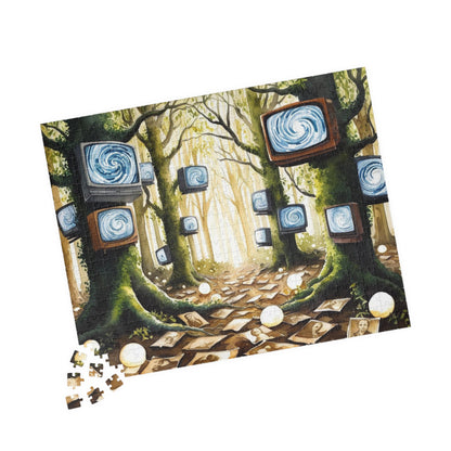 Fantasy Weirdcore Jigsaw Puzzle, Forest with TV Screens, Unique Puzzle, Mind-Bending Game, Interactive Family Activity, Home Entertainment 520 pcs (Horizontal) Puzzle The Puzzle Chest