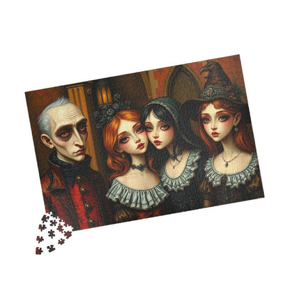 Gothic Art Jigsaw Puzzle, Mysterious Family Dark Art Theme, Perfect for Halloween, Cozy Nights, Family or Solo Fun, Puzzle Enthusiast Gift Puzzle The Puzzle Chest