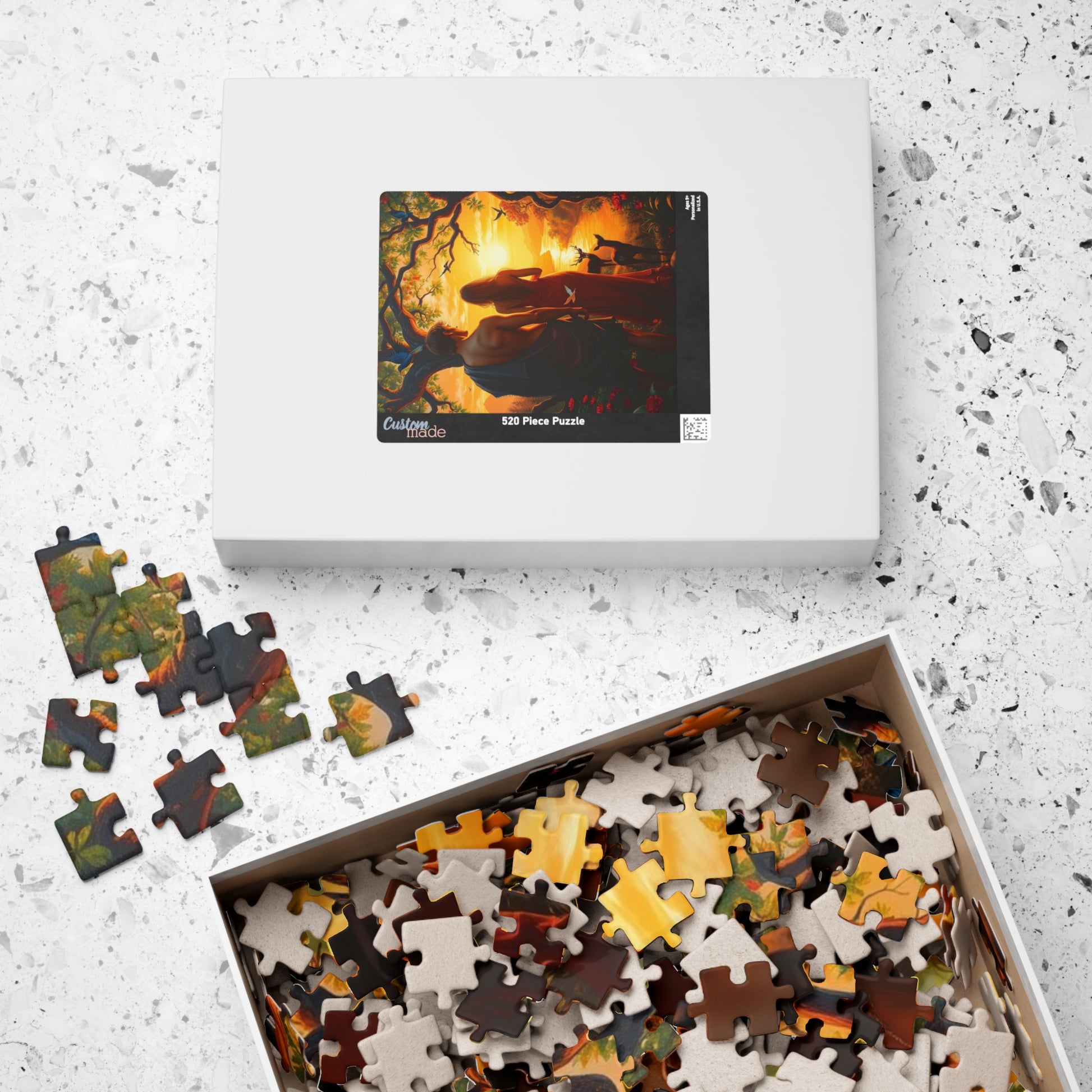 Christian Jigsaw Puzzle - Adam and Eve Garden of Eden at Sunset, Religious Gift for Friends, Cozy Nights In Solo Fun Family, Mental Exercise Puzzle The Puzzle Chest