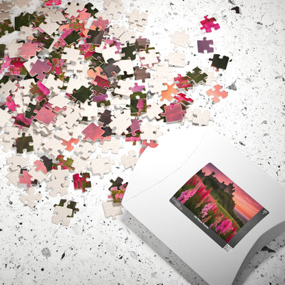 Landscape Jigsaw Puzzle - Snapdragon Meadow, 110-1014 Piece, Pink Sunset Castle Field, Relaxing Challenging Puzzle for Puzzle Lover, Gift Puzzle The Puzzle Chest
