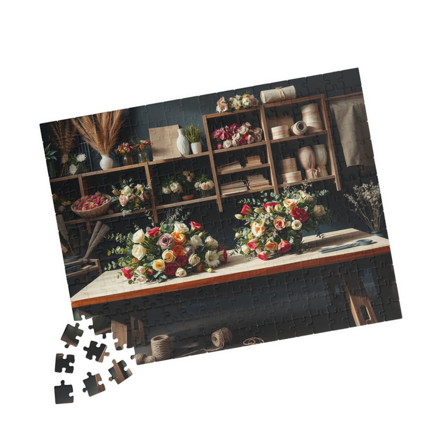 Floral Arrangement Workshop Puzzle, Cozy Flower Studio Bouquet Making Scene Jigsaw Game, Challenging Relaxing Activity, Mindfulness, Gift Puzzle The Puzzle Chest