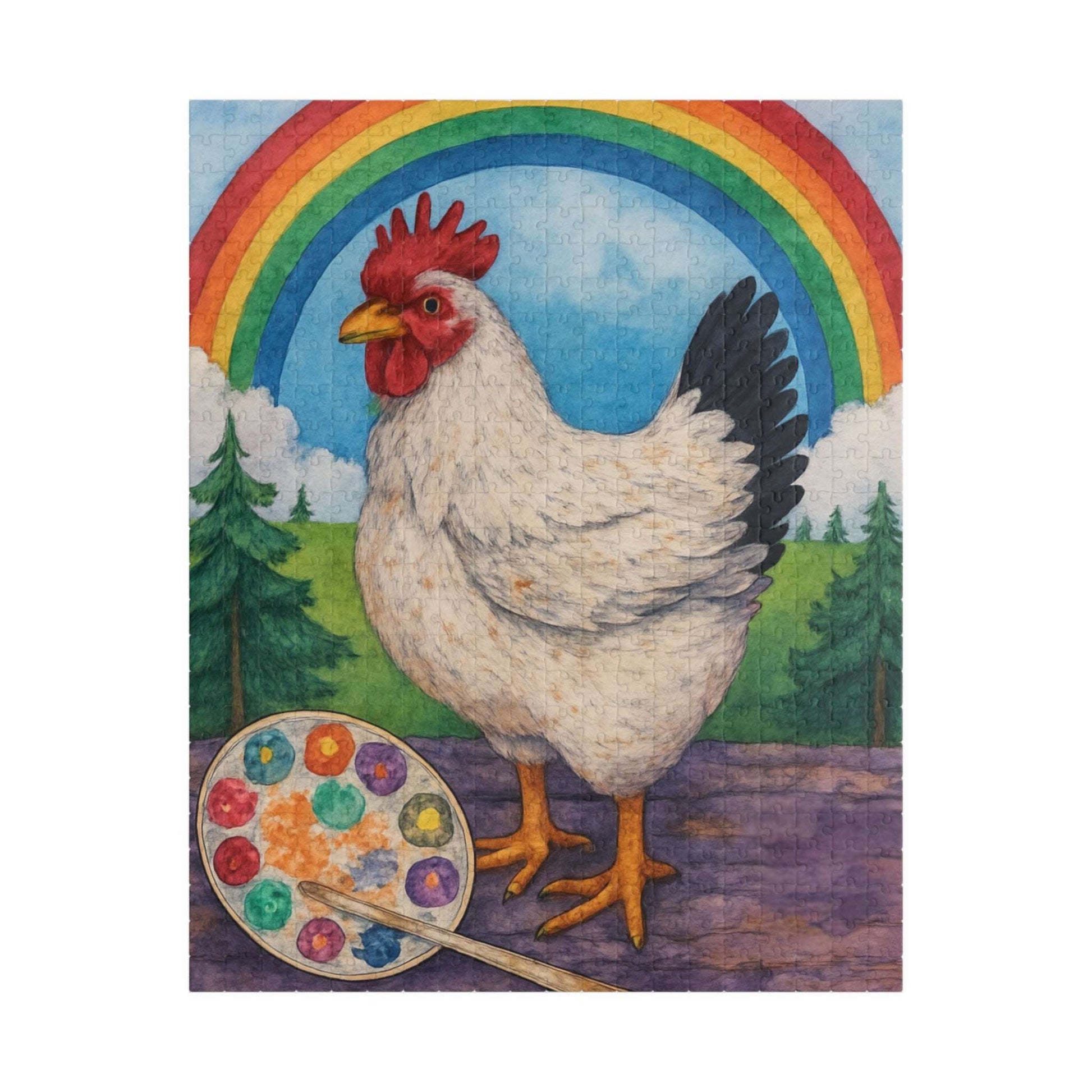 Creative Clucks Jigsaw Puzzle - Rainbow Chicken Artist Puzzle The Puzzle Chest