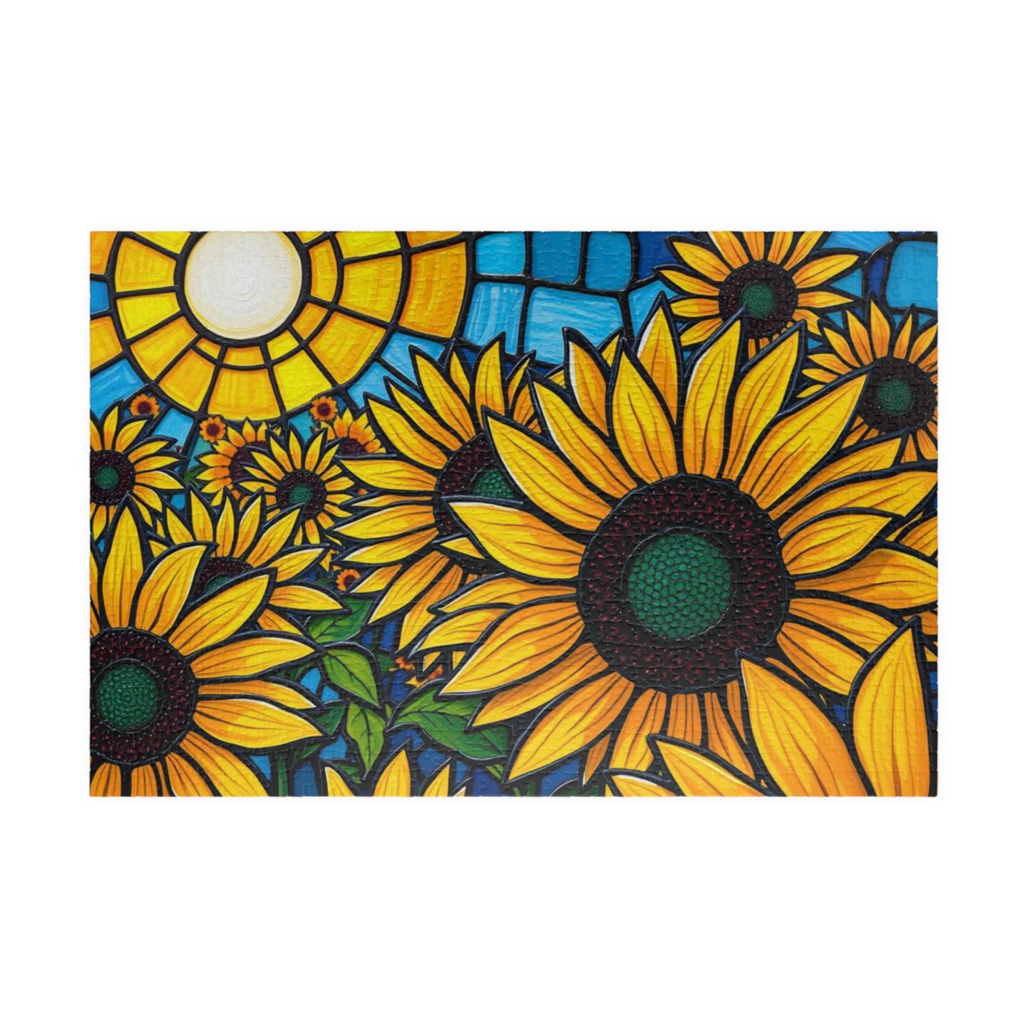 Bright Floral Horizon Sunflower Field Puzzle, Nature Art Landscape Jigsaw Game for Family Game Night, Adult Puzzle Lover Gift, Brain Teaser