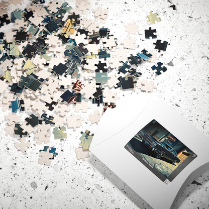 Vintage Muscle Car Jigsaw Puzzle, Classic Black 1968 Dodge Super Bee, Retro Vehicle Dramatic Urban Night Scene, Puzzle Lover Gift for Him Puzzle The Puzzle Chest