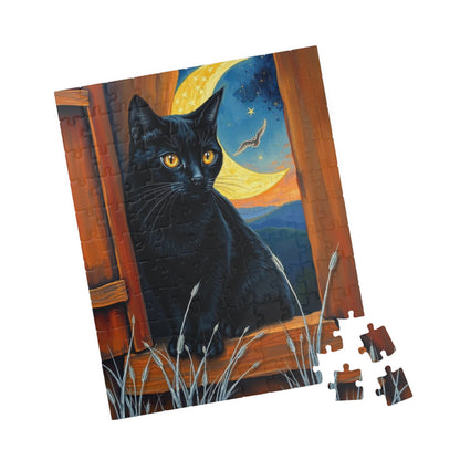 Sanctuary Window Watcher Puzzle - Mystical Cat Jigsaw Game Night Sky Theme, 110, 252, 520, 1014-piece Cat Lover Gift, Puzzle Enthusiast