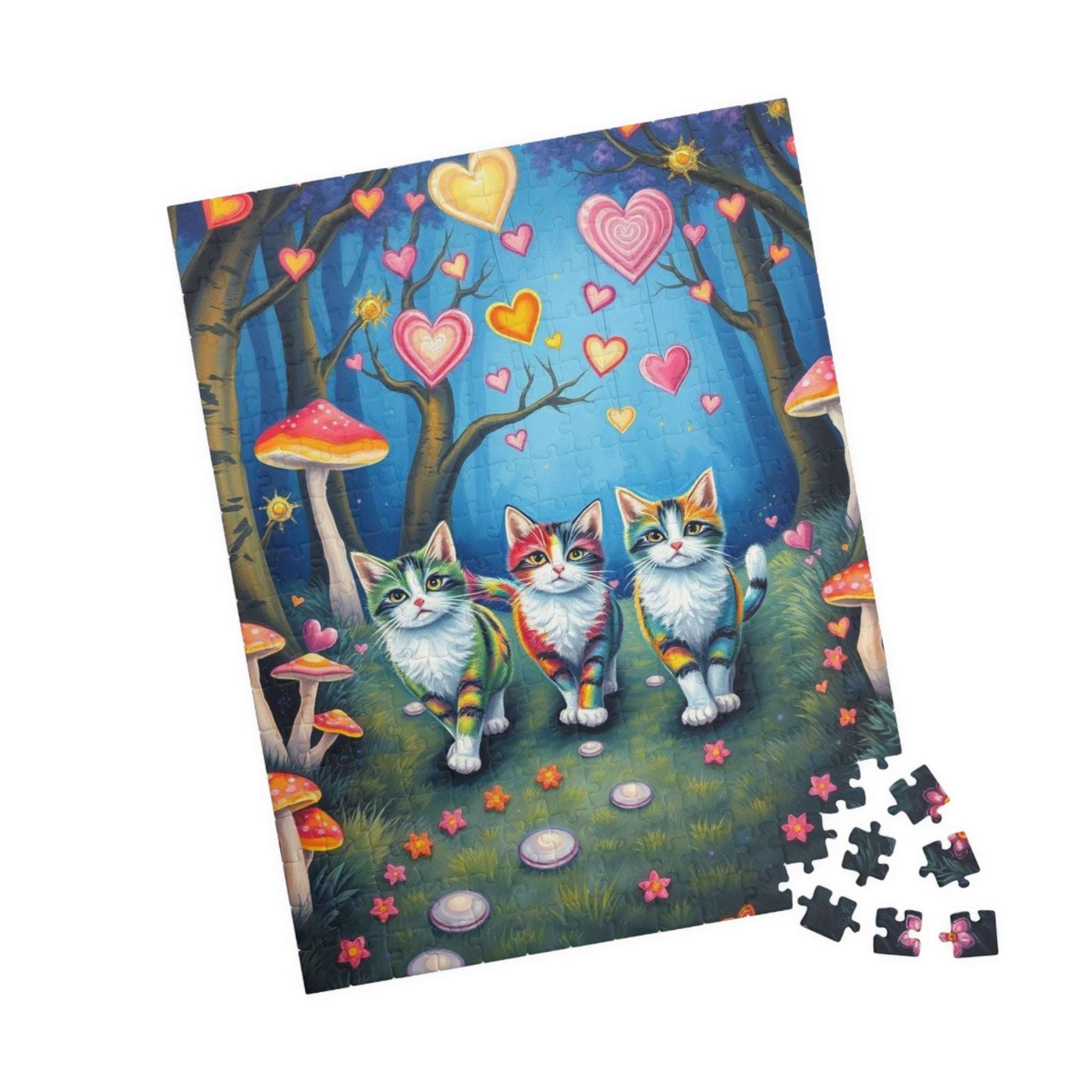 Cat Lovers Puzzle with Colorful Hearts, 110, 252, 520, 1014-Piece Jigsaw - Perfect Gift for Cat Enthusiasts, Family Game Night, Cozy [...]