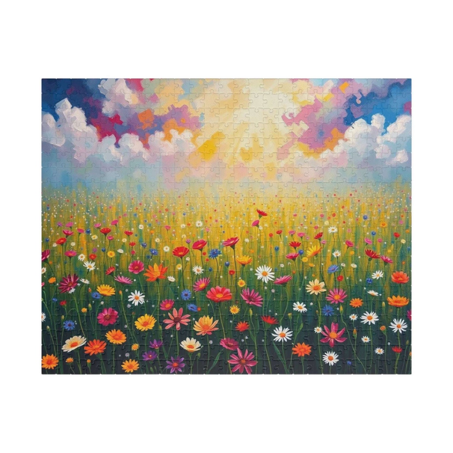 Colorful Flower Field Puzzle Beautiful Floral Jigsaw, Family Fun Home Entertainment Mindfulness Activity Gift for Nature Lover Brain Teaser 520 pcs (Horizontal) Puzzle The Puzzle Chest