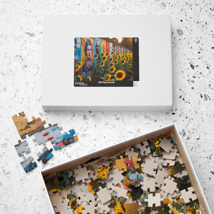 Historical Berlin Wall Jigsaw Puzzle, Vibrant Street Art and Blooming Sunflowers, Hopeful Theme Family Game Night Mindful Activity, Giftable Puzzle The Puzzle Chest