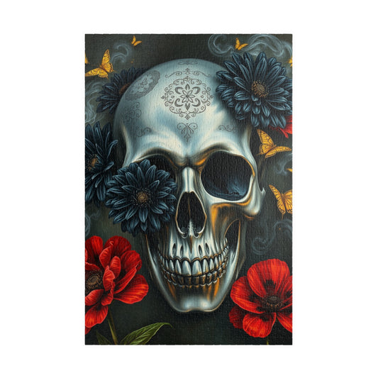 Gothic Skull Floral Puzzle | Artistic Day of the Dead Jigsaw Game for Adults, Gift for Puzzle Lovers Dark Art Enthusiasts, Unique Challenge 1014 pcs (Vertical) Puzzle The Puzzle Chest