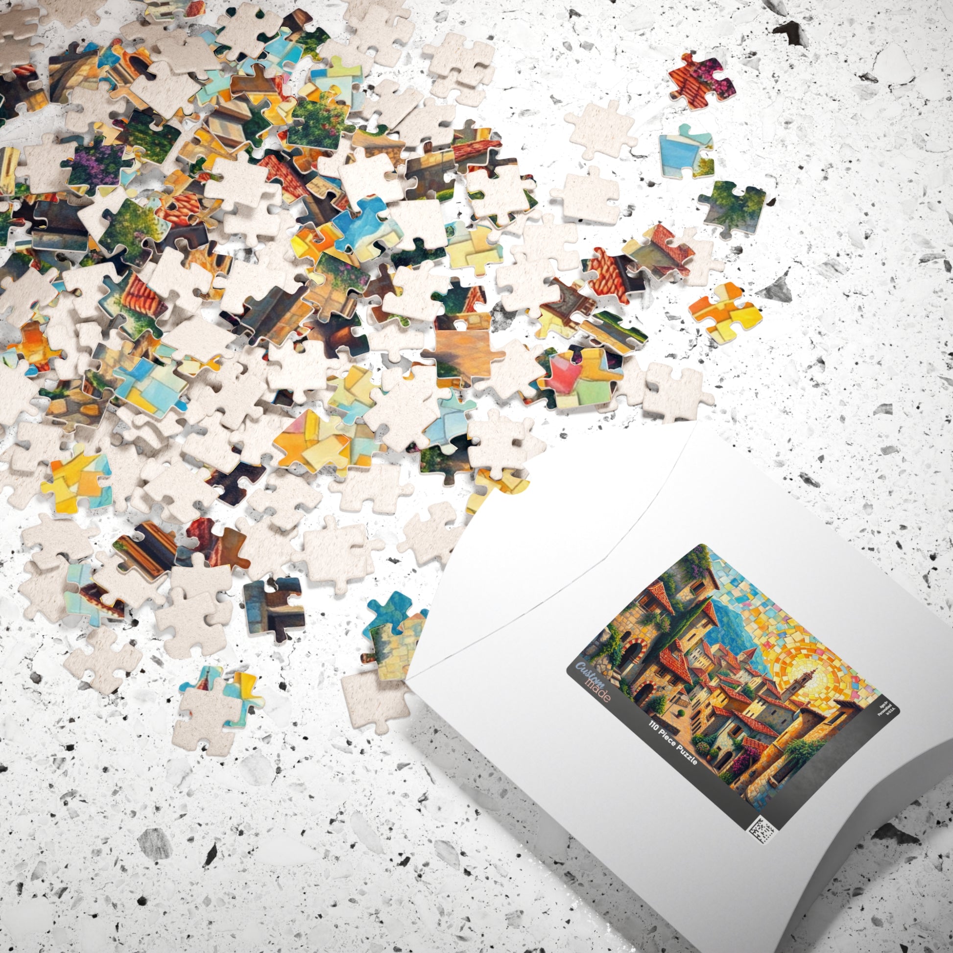 Quaint Medieval Village Mosaic Puzzle, 110 252 520 1014-Piece Jigsaw, Relaxing Mindfulness Activity, Family Friendly Tabletop Game, Hobby The Puzzle Chest