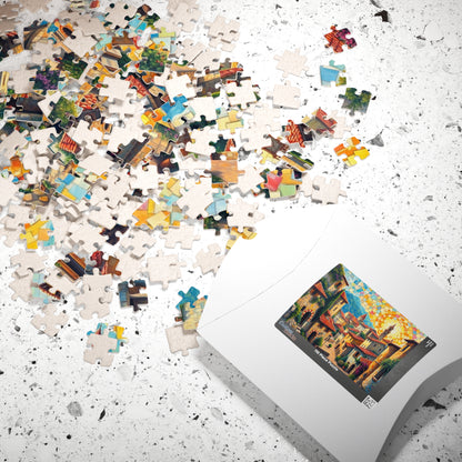 Quaint Medieval Village Mosaic Puzzle, 110 252 520 1014-Piece Jigsaw, Relaxing Mindfulness Activity, Family Friendly Tabletop Game, Hobby The Puzzle Chest