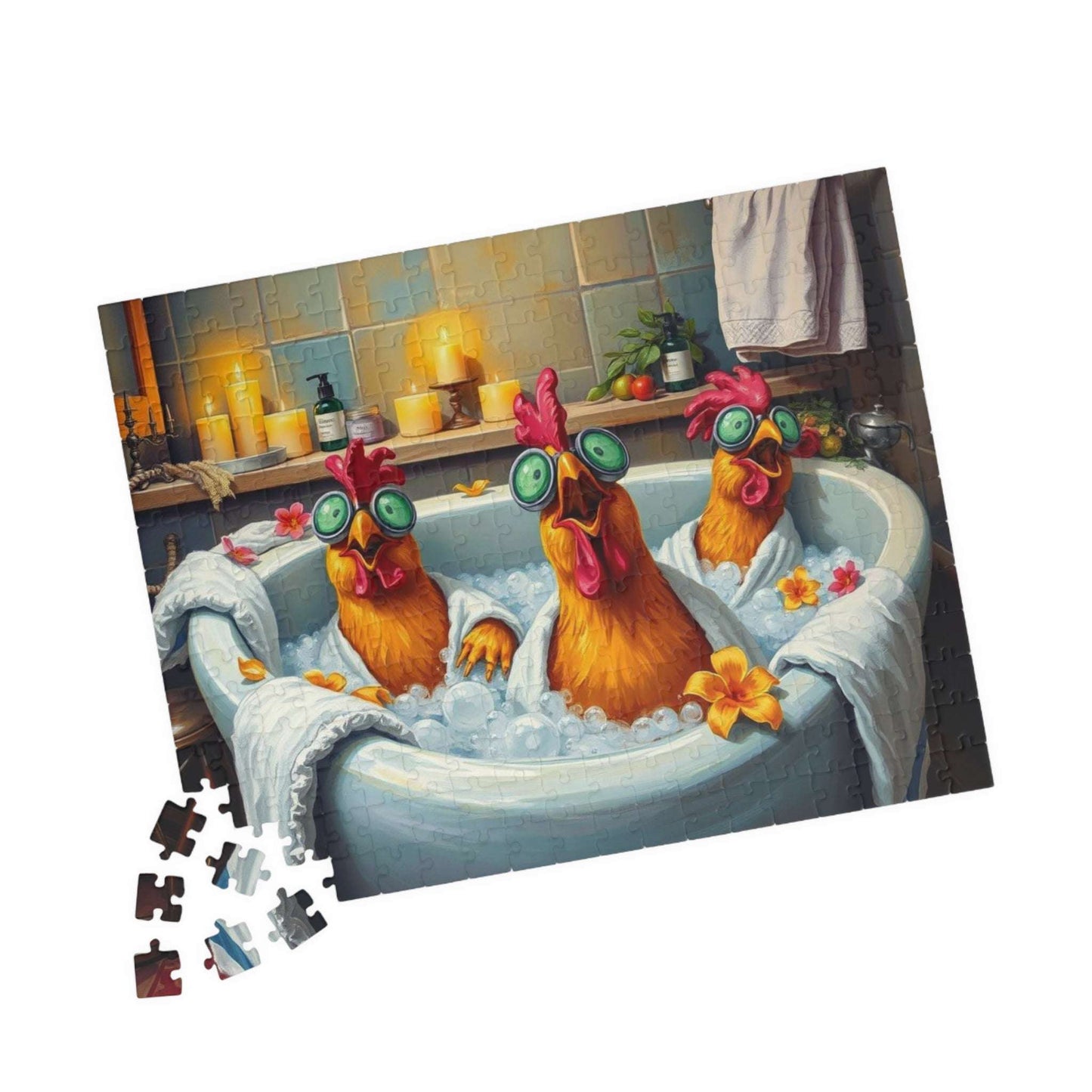 Chicken Spa Bath Jigsaw Puzzle 252 pcs (Horizontal) Puzzle The Puzzle Chest