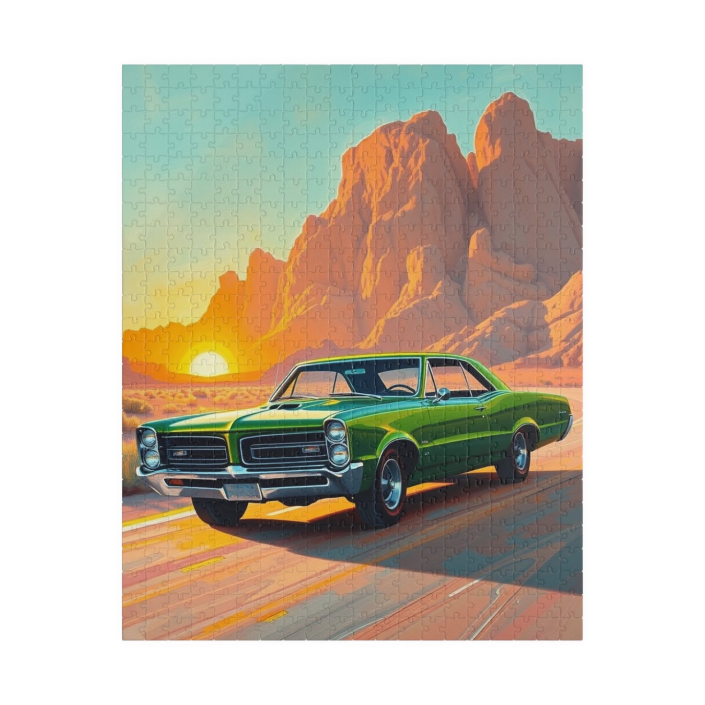 Vintage Car Sunset Puzzle, 110, 252, 520, 1014-piece 1966 GTO Auto Jigsaw Game, Nostalgic Gift, Family Game Night, Retro Vibe Car Enthusiast 520 pcs (Vertical) Puzzle The Puzzle Chest