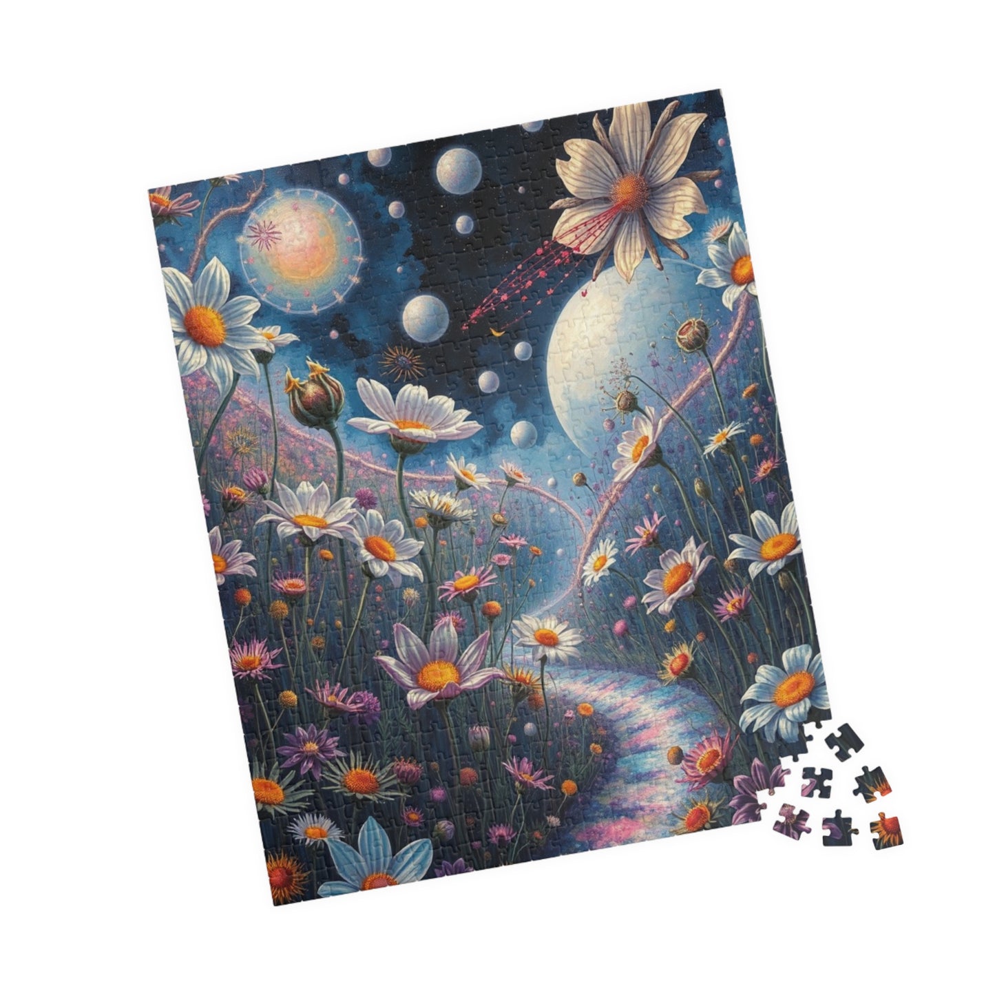 Wildflower Fantasy Puzzle, Surreal Floral Landscape Jigsaw Game for Adult, Mindfulness Activity Home Entertainment Puzzler Brain Teaser Gift Puzzle The Puzzle Chest