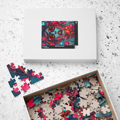 Hearts and Kisses Jigsaw Puzzle, Woman Blowing a Kiss, Comic Pop Art Nostalgic Game for Fun Gathering, Gift for Puzzle Lover, Family Night