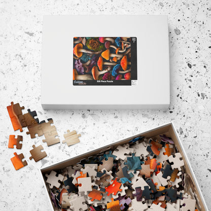 Mushroom Collage Puzzle, Colorful Toadstool Chaotic Jigsaw, 252 520 1014-Piece Game, Relaxing Mindfulness Activity, Gift for Nature Lover Puzzle The Puzzle Chest