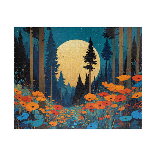 Mystical Night Garden Jigsaw Puzzle – Wildflower Forest Beneath the Moon, Nature-Inspired Landscape Puzzle Puzzle The Puzzle Chest
