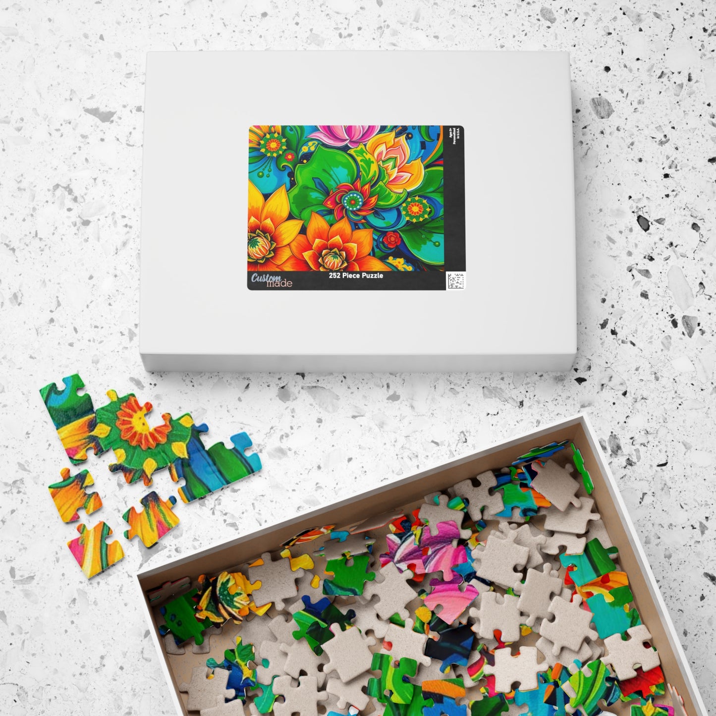 Colorful Floral Puzzle Art, Abstract Jigsaw Game, Family Fun, Friend Gift for Flower Lovers, Home Entertainment Activity, Mindful Puzzle The Puzzle Chest