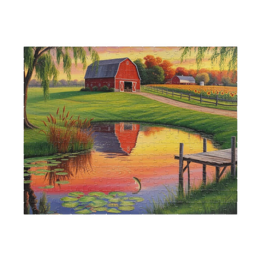 Farm Pond Puzzle, Scenic Nature Landscape Jigsaw Game, Perfect for Family Fun, Cozy Nights, Gifts 252 pcs (Horizontal) Puzzle The Puzzle Chest