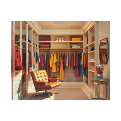 Walk-In Closet Jigsaw Puzzle (110, 252, 520, 1014-piece), Color-coded Clothing, Red Yellow Blue Minimalist Game, Gift for Fashion Lover