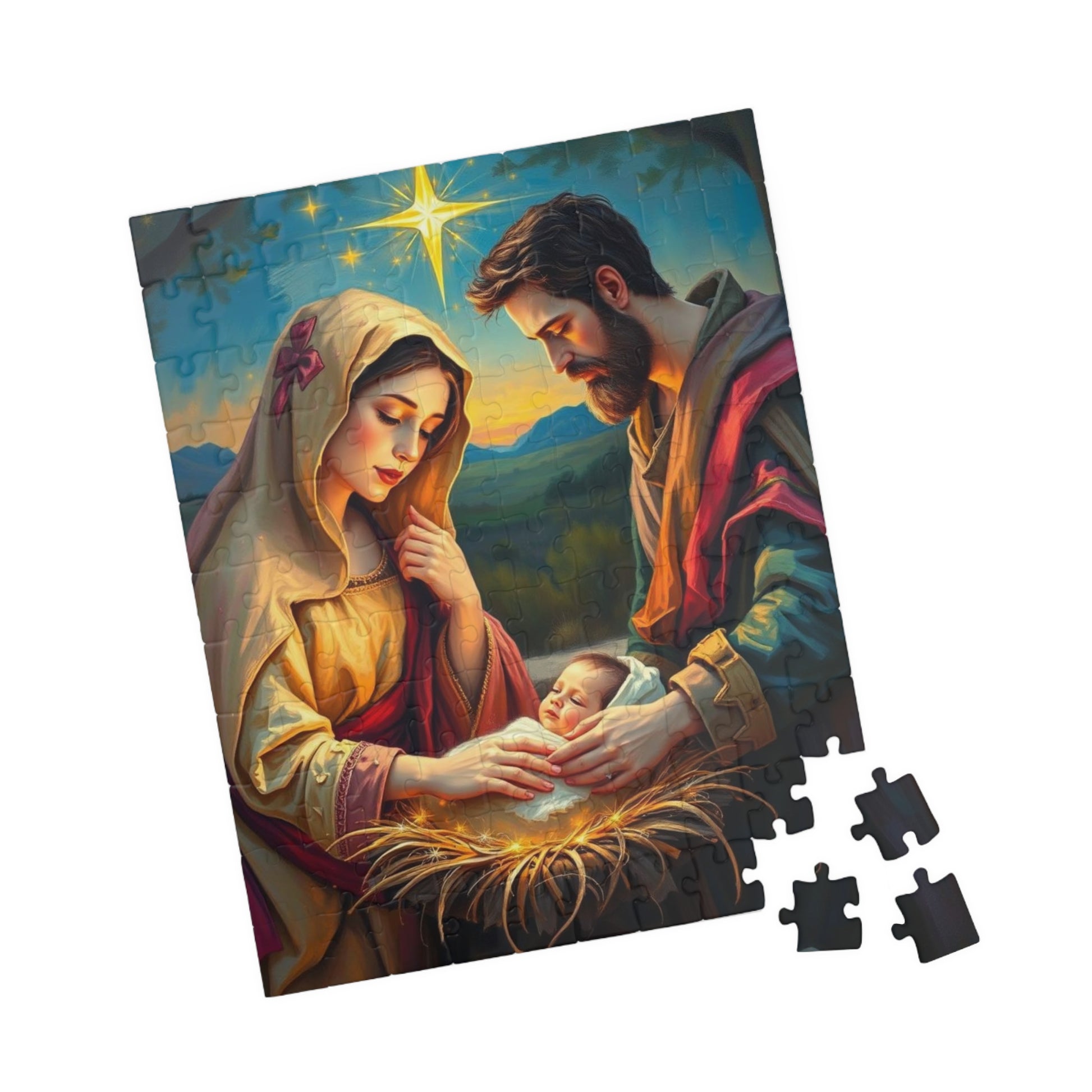 Religious Holiday Jigsaw Puzzle, Nativity Scene Ideal for Christian Family Activity, Christmas Birthday Gift for Friends, Educational Fun Puzzle The Puzzle Chest