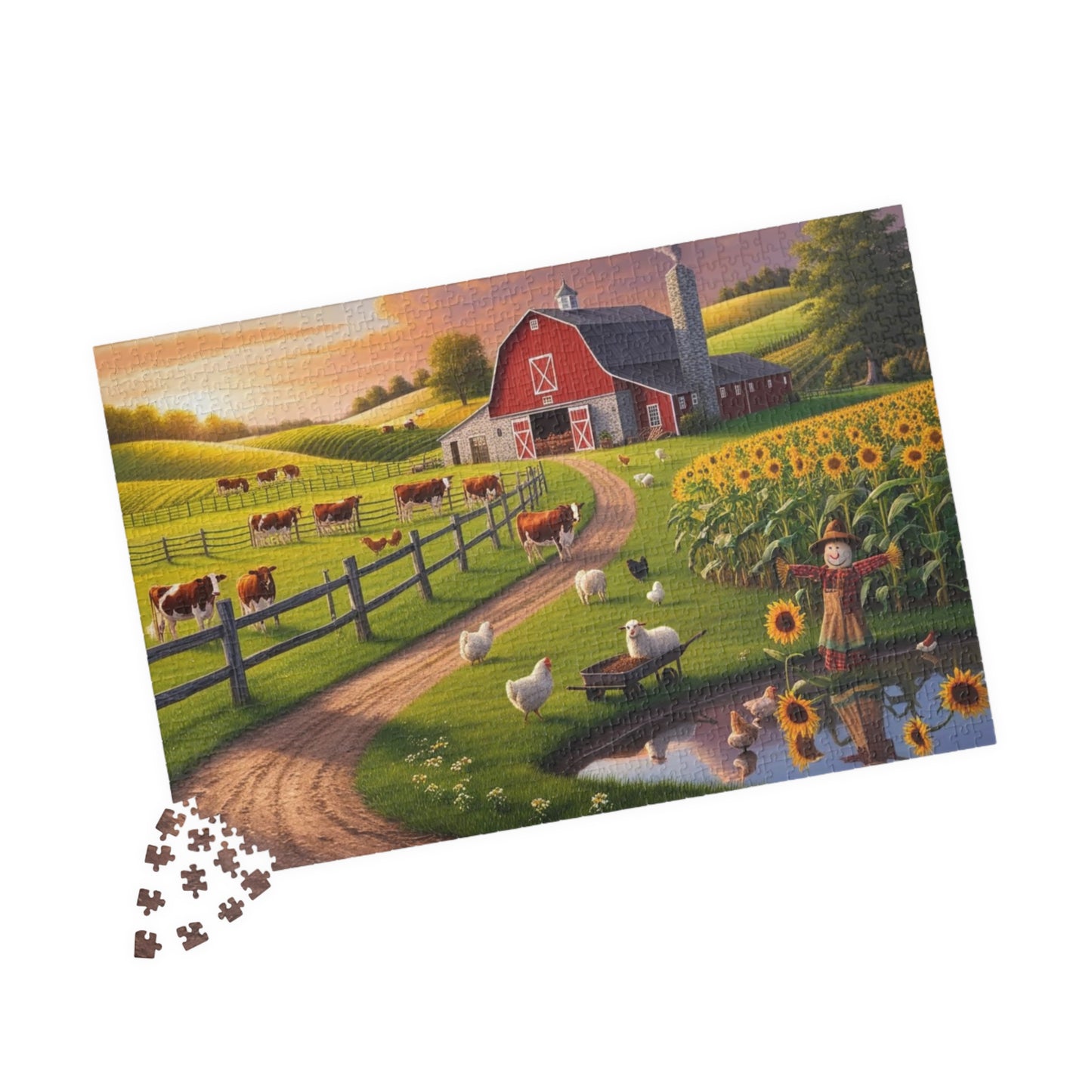 Serene Countryside Farm Puzzle, Family Fun Activity, Relaxing Gift for Puzzle Lovers, Cozy Fall Home Decor, Farmhouse Theme, Leisure Time Puzzle The Puzzle Chest