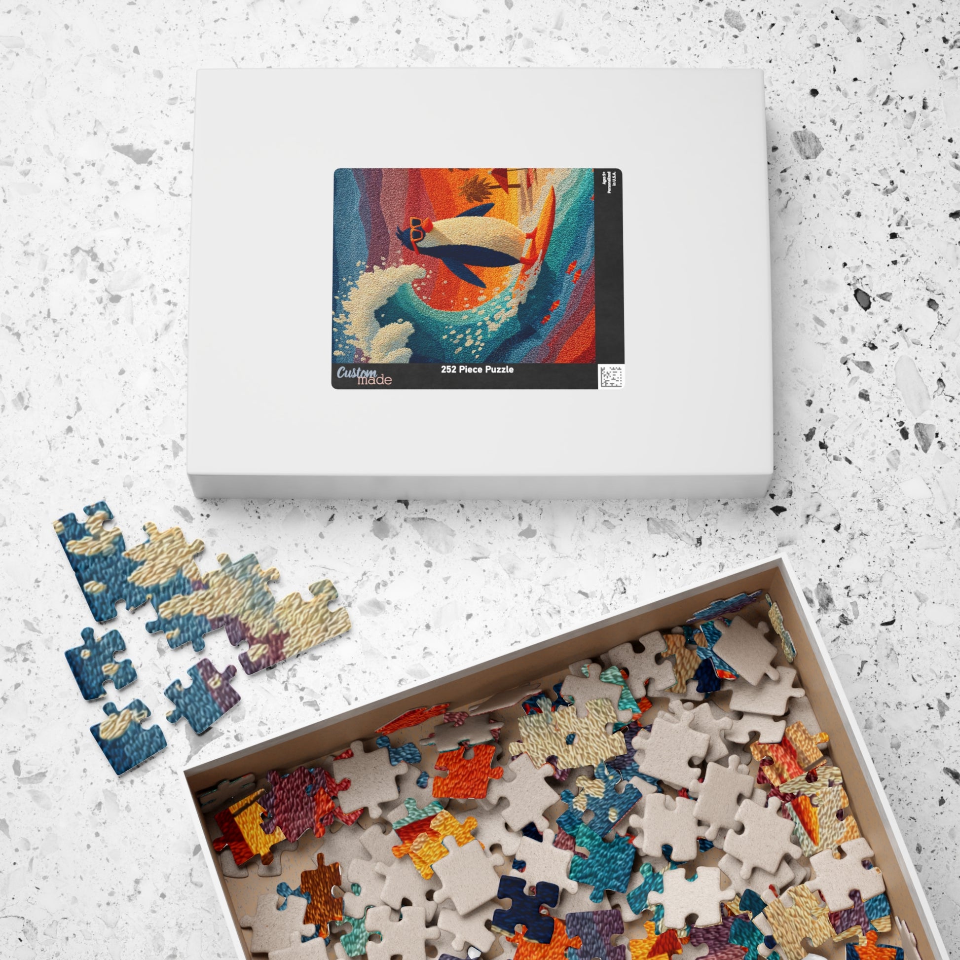 Surfing Penguin Puzzle - Animal Theme Jigsaw Game for Fun Family Activity, Gift for Friends, Indoor Entertainment Puzzle The Puzzle Chest