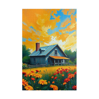 Sunset Bloom Farmhouse Puzzle – 1000 Piece Jigsaw, Rustic House and Garden Scene, Summer Puzzle for Adults, Country Home Decor Gift Idea 1014 pcs (Vertical) Puzzle The Puzzle Chest