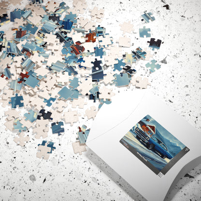Vintage Car Puzzle, Nostalgic Jigsaw for Auto Lover, Classic Blue 1969 Plymouth Road Runner, Family Game Night, Unique Gift for Him, Mindful Puzzle The Puzzle Chest