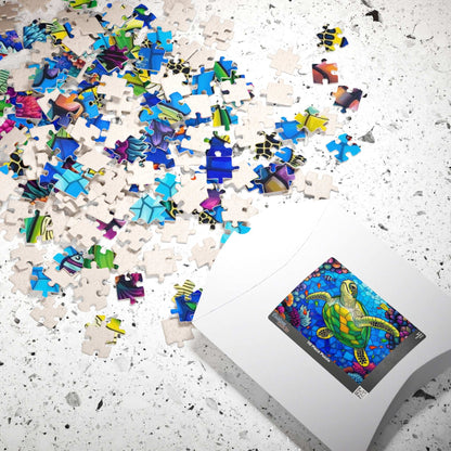 Coral Dreams Sea Turtle Puzzle - Stained Glass Style, 110-1014 Piece Ocean Themed Jigsaw for Solo Fun Family Activity, Marine Life Gift