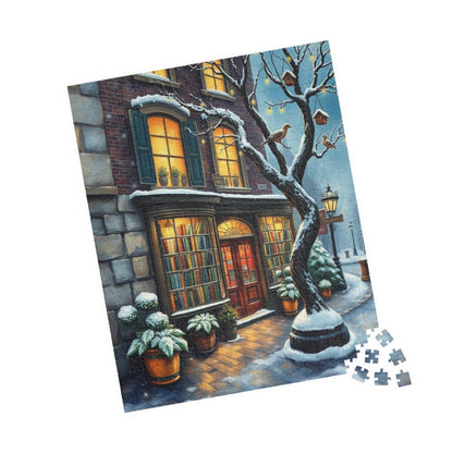Winter Glow Old World Bookstore Jigsaw Puzzle - Snowy Bookshop 520 pcs (Vertical) Puzzle The Puzzle Chest