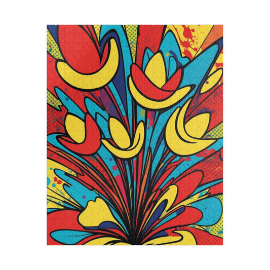 Colorful Floral Abstract Puzzle, Pop Art Jigsaw Game for Adult, Vibrant Artwork Gift for Flower Lovers, Mindful Activity, Home Entertainment 520 pcs (Vertical) Puzzle The Puzzle Chest