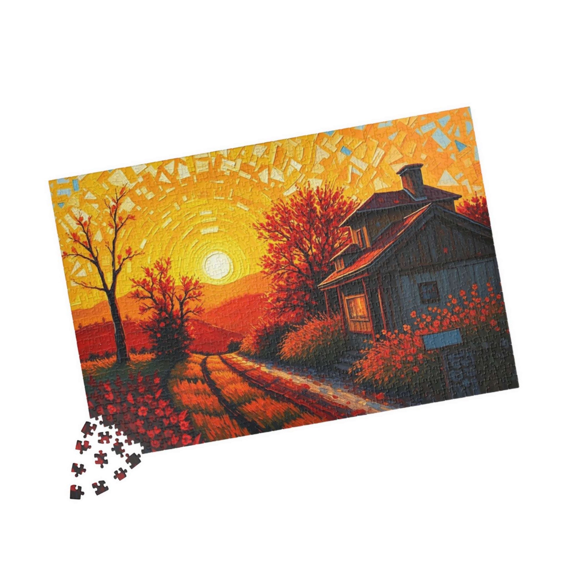 Sunset Cottage Puzzle, 110 to 1014-piece Jigsaw, Relaxing Home Entertainment, Gift for Puzzle Lover, Mindful Family Activity, Cozy Night In Puzzle The Puzzle Chest