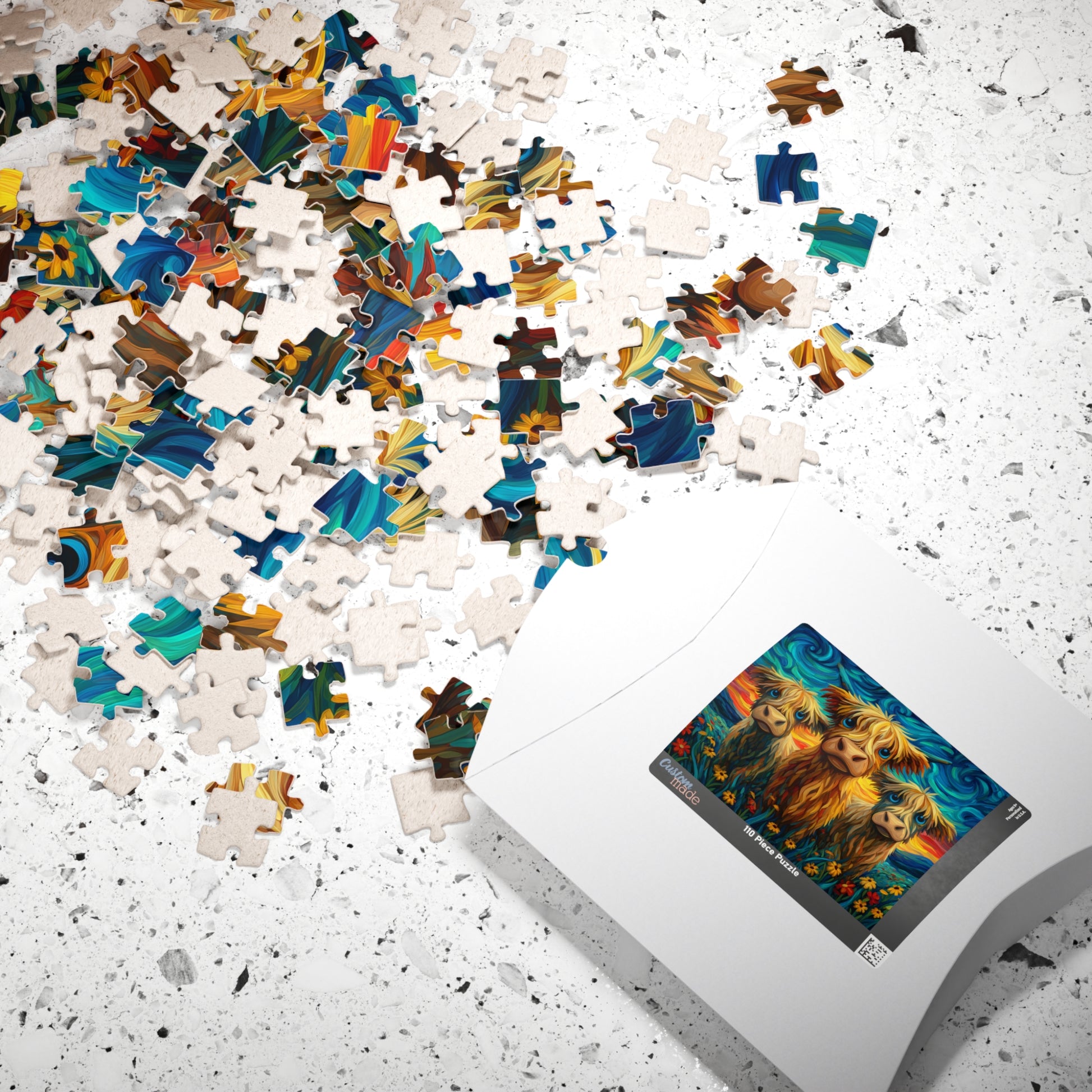Colorful Highland Cows Puzzle | 110-520 Piece Jigsaw Puzzle The Puzzle Chest