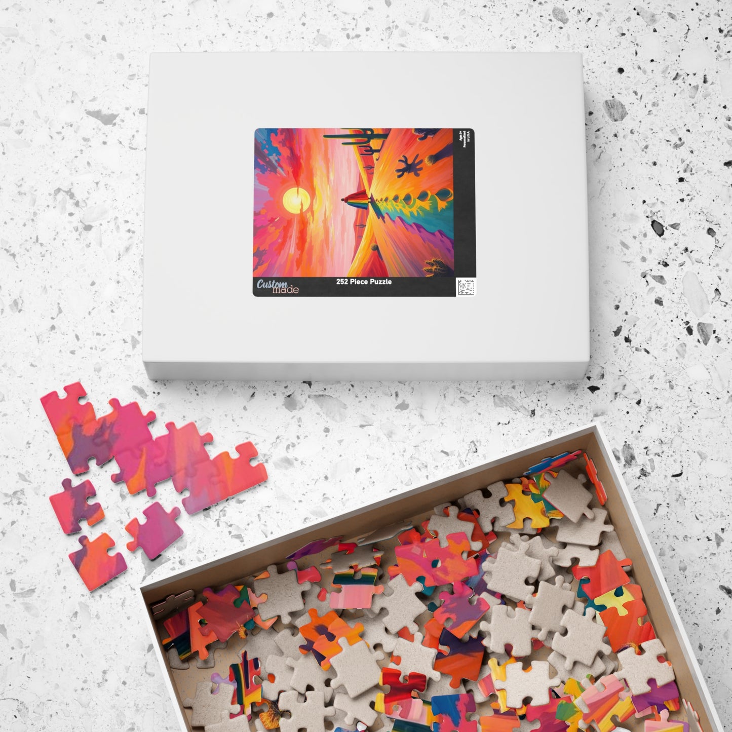 Solitude in Spectrum Jigsaw Puzzle - Surreal Desert Sunset, Colorful LGBTQ Art, Unique Pride Gift for Puzzle Lovers, Home Entertainment Puzzle The Puzzle Chest