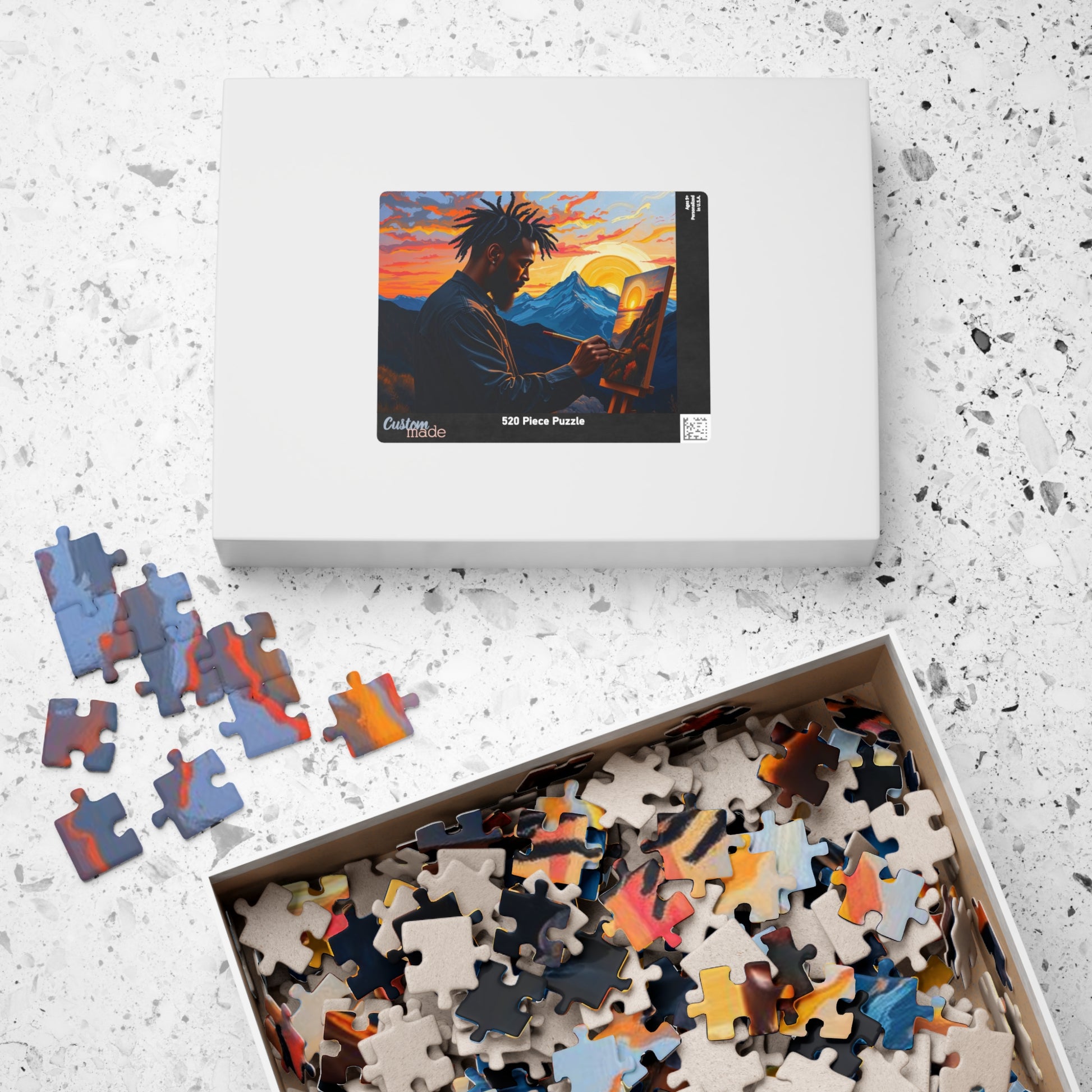 Black Man Painting Jigsaw Puzzle - Afrocentric Art 110, 252, 520, 1014 Pieces, African American Puzzle, Black Artwork Game Puzzle The Puzzle Chest