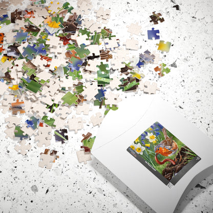 Robin and Worm Puzzle, Bird Spring Scene Flower Background Animal Jigsaw Game, 520-Piece Fun Family Activity, Gift Idea for Nature Lovers Puzzle The Puzzle Chest