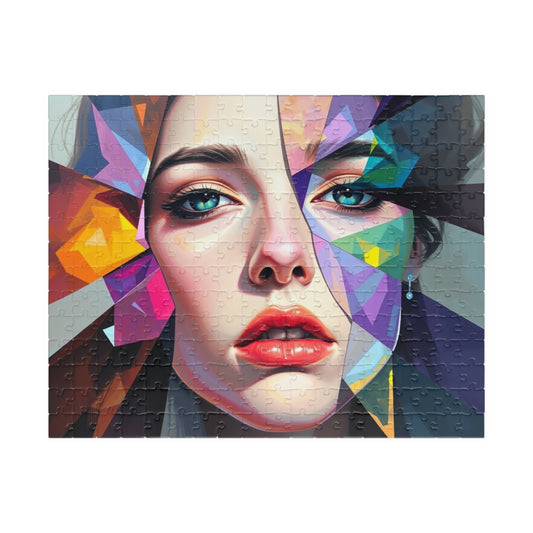 Fragmented Face Abstract Puzzle (110, 252, 520, 1014-Piece), Face Divided into Colorful Prisms, Unique Puzzle Gift for Art Lover, Collector 252 pcs (Horizontal) Puzzle The Puzzle Chest