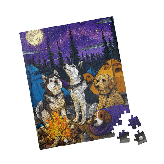 Dog Crew Camping Trip Jigsaw Puzzle, Canine Puzzle for Adults and Kids, Animal Themed Game, Gift for Dog Moms 110 pcs (Vertical) Puzzle The Puzzle Chest