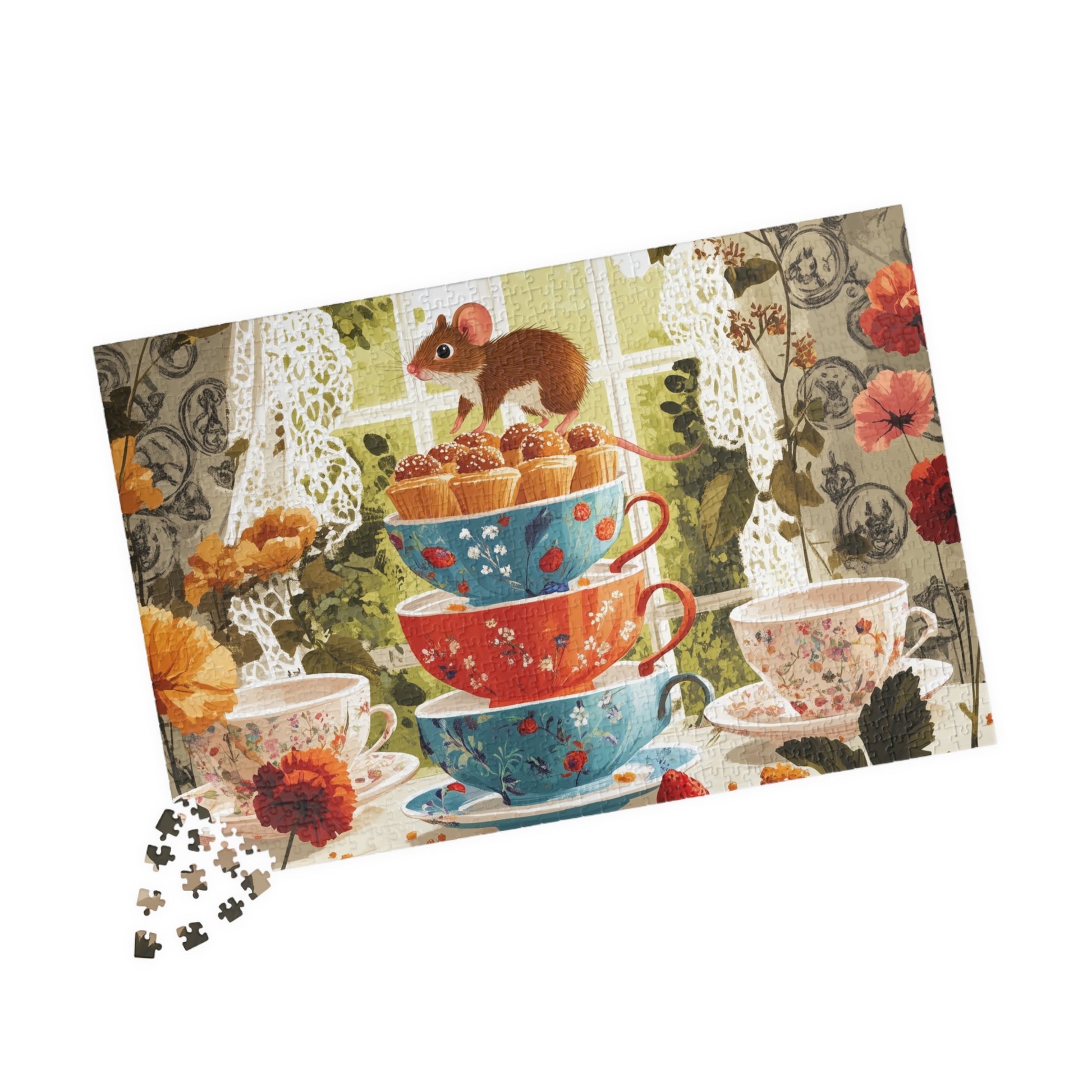 Tea Party Mouse Puzzle | Cute Animal Jigsaw Game 1014 pcs (Horizontal) Puzzle The Puzzle Chest