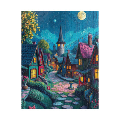 Whimsical Nighttime Village Puzzle - 110, 252, 520, 1014-piece, Ideal for Family Game Night, Mental Exercise, Gift for Puzzle Lovers 252 pcs (Vertical) The Puzzle Chest