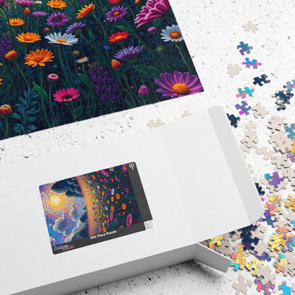 Colorful Sunrise Flower Puzzle, Floral Mosaic Jigsaw Game for Adults, Nature Art Puzzle, Family Game Night, Gift for Nature Lovers Puzzle The Puzzle Chest