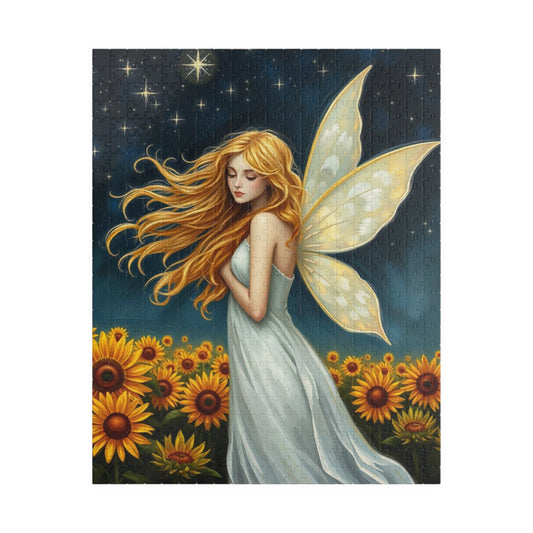 Starry Night Fairy Jigsaw Puzzle - Sunflower Field Under Moonlight Sky 110-1014-Pieces Ideal for Gifts, Family Fun, Cozy Nights, Home Decor