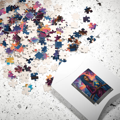 Futuristic Afrocentric Jigsaw Puzzle, Black Woman Holding Globe, Unique Motivational Puzzle Lover Gift, Family Activity, Mindfulness Fun Puzzle The Puzzle Chest
