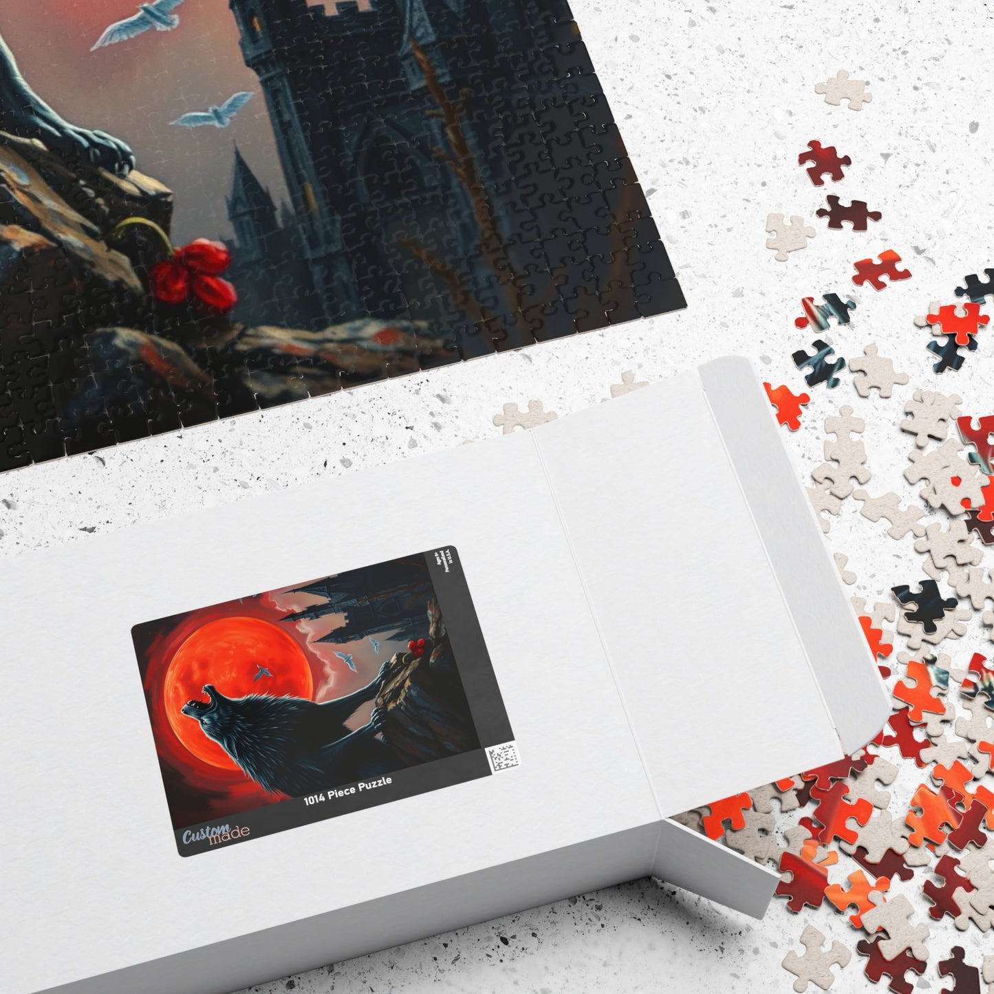 Gothic Wolf Jigsaw Puzzle, Howling at Blood Moon Mysterious Scene, Gift for Wolf Lovers, Spooky Night Entertainment, Solo Fun, Brain Teaser Puzzle The Puzzle Chest