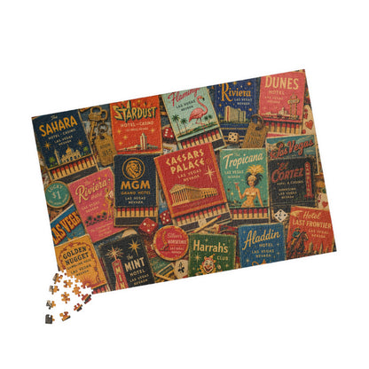 Vintage Las Vegas Matchbook Puzzle | Retro Casino Memorabilia Jigsaw | Classic Strip Neon Nostalgia 1014 pcs (Horizontal) Puzzle The Puzzle Chest