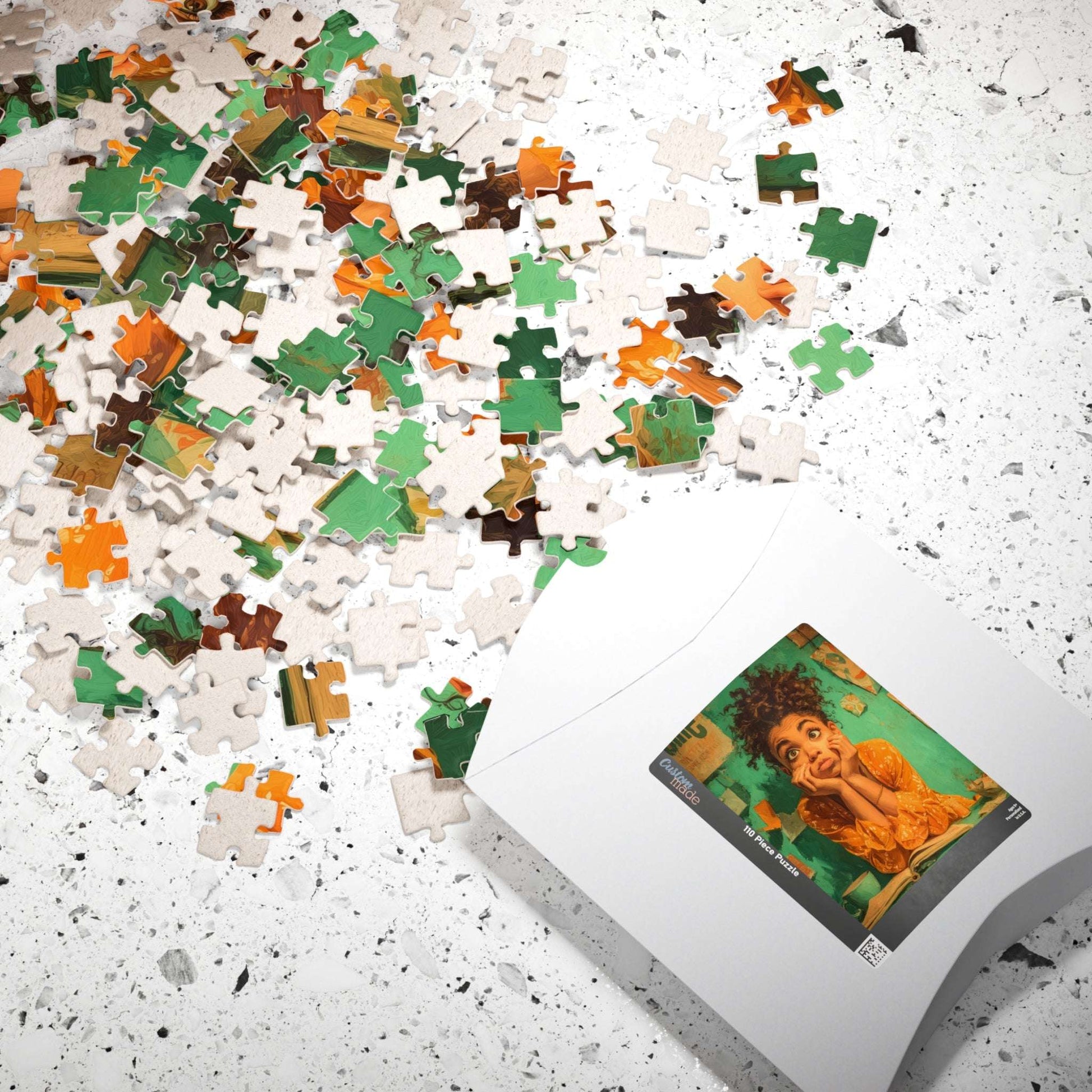 African American Quiet Moments Jigsaw Puzzle: Black Girl Reading, Afrocentric Childhood in Soft Pastels Puzzle The Puzzle Chest
