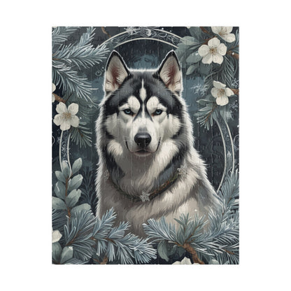 Siberia Husky Vintage Jigsaw Puzzle, Winter Nature-Inspired Dog Theme Puzzle Gift for Art Lover Dog Enthusiast Hobbyist, Fun Family Friendly