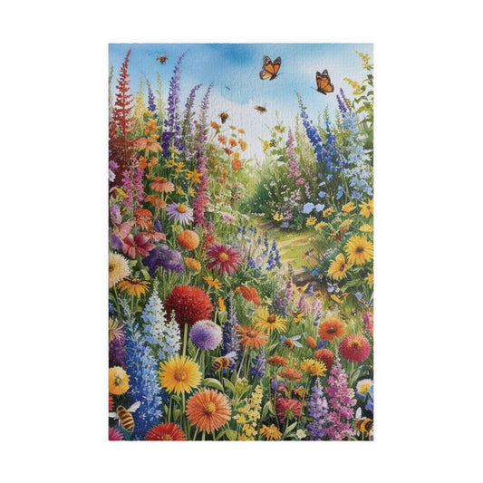 Garden Scene Jigsaw Puzzle with Wildflowers, Butterflies and Bees, 110-1014 Piece Floral Puzzle, Fun Family Activity, Creative Hobby 1014 pcs (Vertical) Puzzle The Puzzle Chest